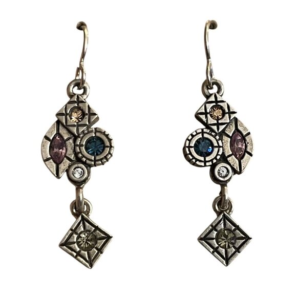 Patricia Locke Silver-Tone Drop Crystal Handmade Earrings - Picture 1 of 4